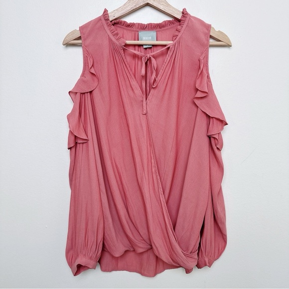 Anthropologie Womens Medium Maeve Liesel Ruffle Cold Shoulder Blouse China - Picture 2 of 13